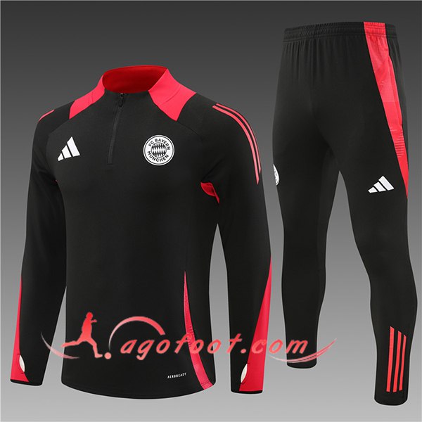 Ensemble Survetement de Foot Bayern Munich Enfant Noir/Rouge 2024/2025