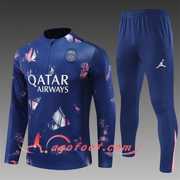 Ensemble Survetement de Foot PSG Enfant Bleu/Rose 2024/2025