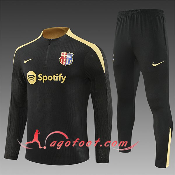 Ensemble Survetement de Foot FC Barcelone Enfant Noir/Jaune 2024/2025