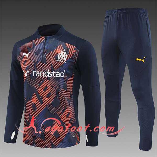 Ensemble Survetement de Foot Marseille Enfant Bleu/Orange 2024/2025