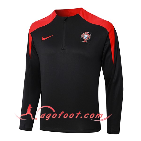 Sweatshirt Training Portugal Noir/Rouge 2024/2025 -02