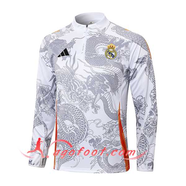Sweatshirt Training Real Madrid Blanc/Gris 2024/2025 -02