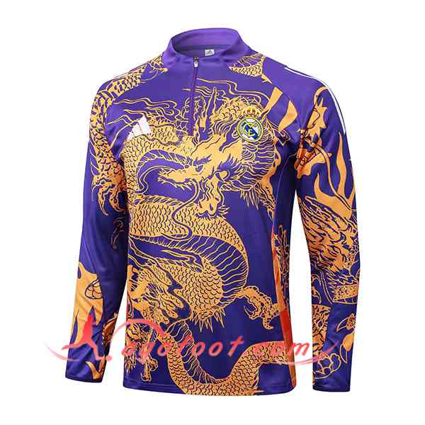 Sweatshirt Training Real Madrid Pourpre/Jaune 2024/2025 -02