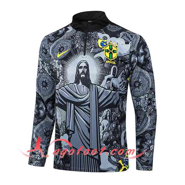 Sweatshirt Training Brésil Noir/Gris 2024/2025