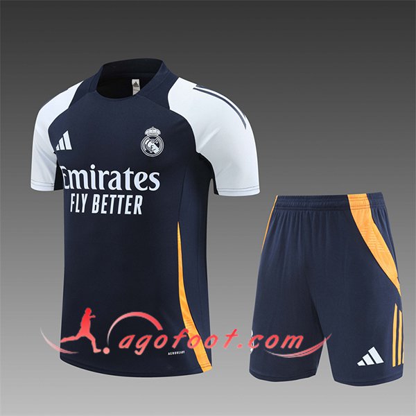Ensemble Training T-Shirts Real Madrid Enfant Bleu/Blanc/Jaune 2024/2025