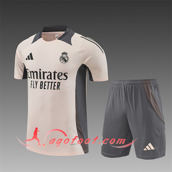 Ensemble Training T-Shirts Real Madrid Enfant Beige/Gris 2024/2025