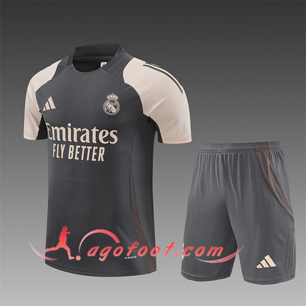 Ensemble Training T-Shirts Real Madrid Enfant Gris/Beige 2024/2025