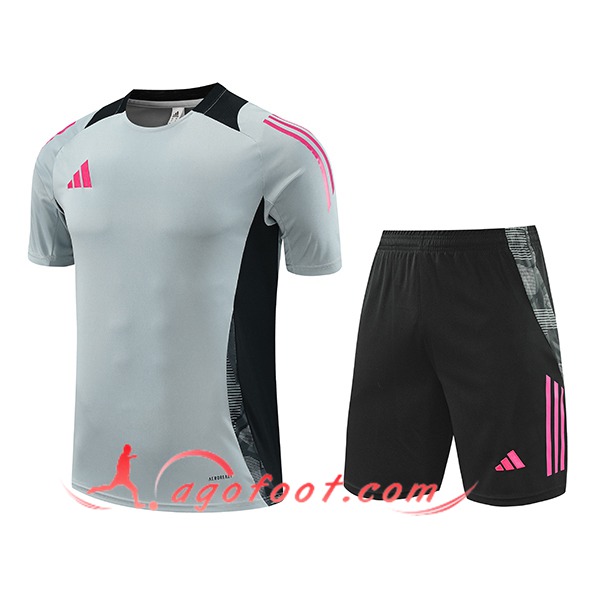 Ensemble Training T-Shirts Adidas Gris/Noir/Rose 2024/2025