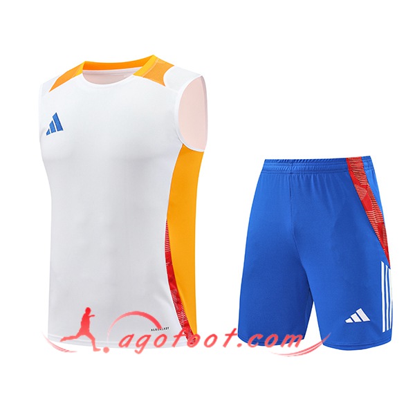 Ensemble Training Debardeur Adidas Blanc/Orange 2024/2025