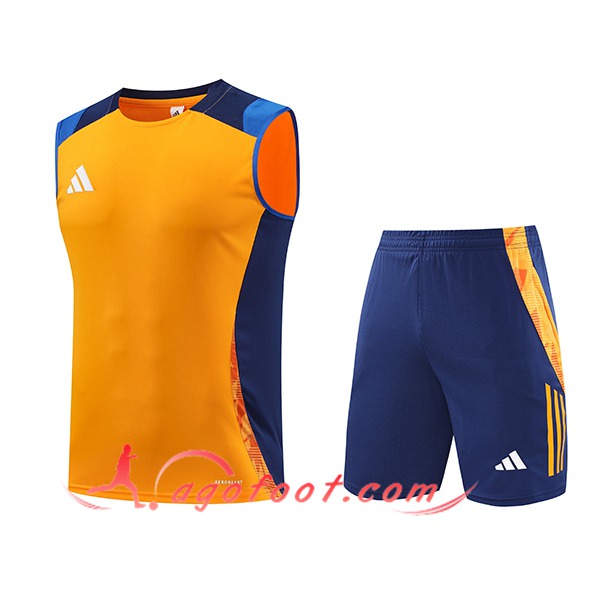 Ensemble Training Debardeur Adidas Orange/Bleu 2024/2025