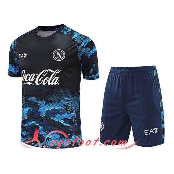 Ensemble Training T-Shirts SSC Naples Noir/Bleu 2024/2025