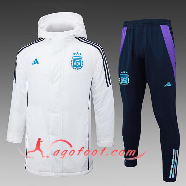 Ensemble Doudoune A Capuche Argentine Blanc/Noir/Bleu 2024/2025