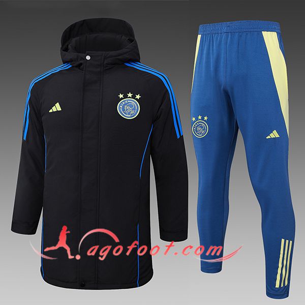 Ensemble Doudoune A Capuche Ajax Noir/Bleu 2024/2025