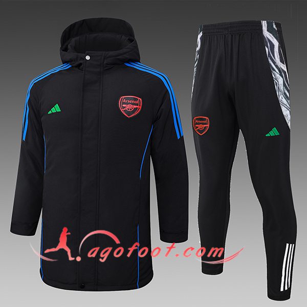 Ensemble Doudoune A Capuche Arsenal Noir/Bleu 2024/2025