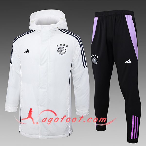 Ensemble Doudoune A Capuche Allemagne Blanc/Noir/Pourpre 2024/2025
