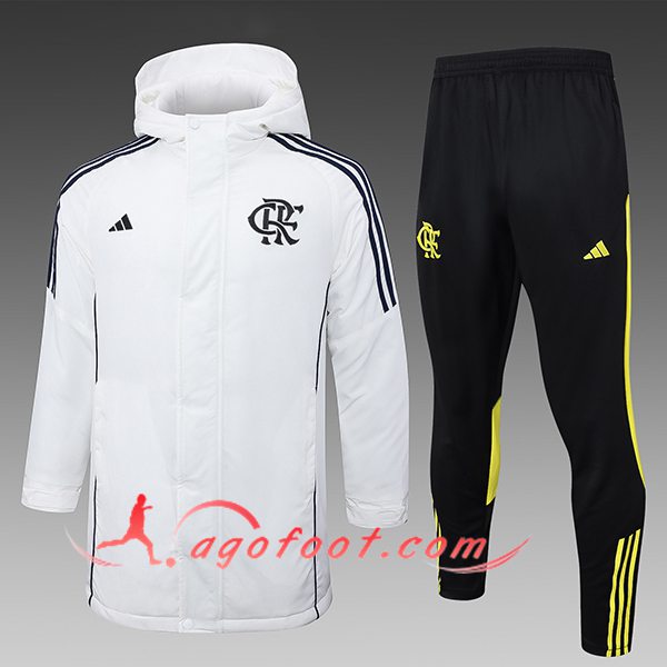 Ensemble Doudoune A Capuche Flamengo Blanc/Noir/Jaune 2024/2025 -02