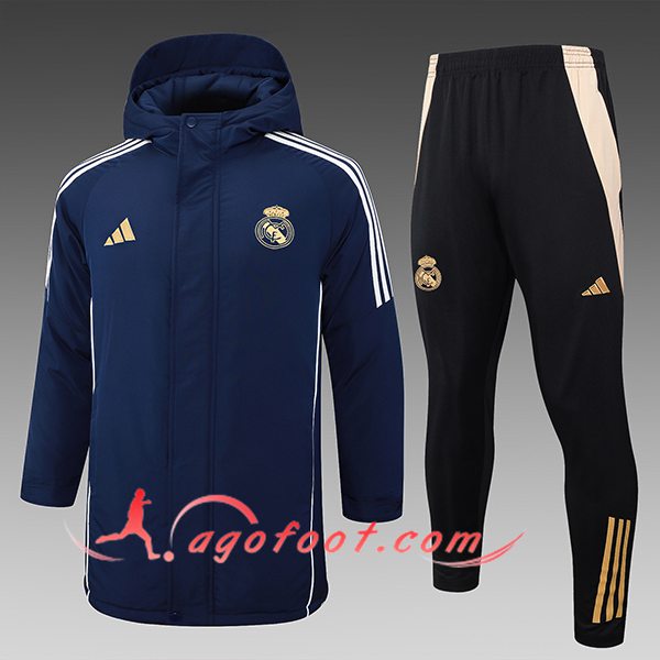 Ensemble Doudoune A Capuche Real Madrid Bleu/Blanc/Jaune 2024/2025