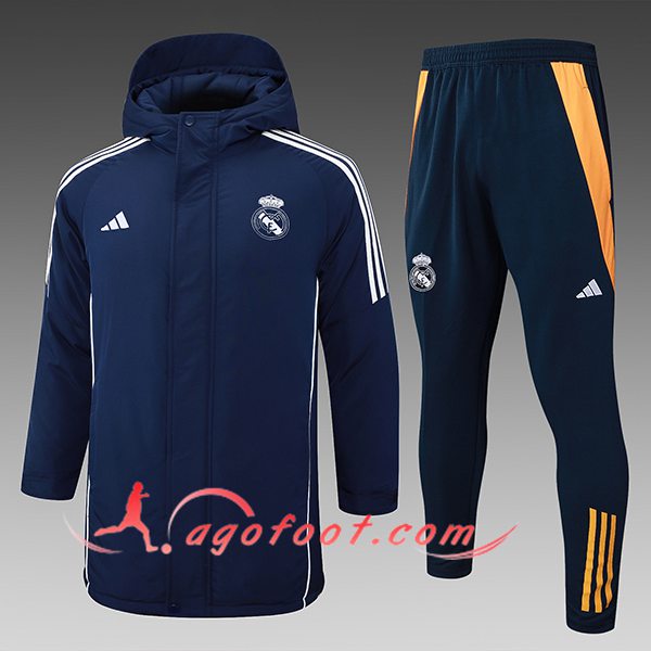 Ensemble Doudoune A Capuche Real Madrid Bleu/Blanc/Orange 2024/2025