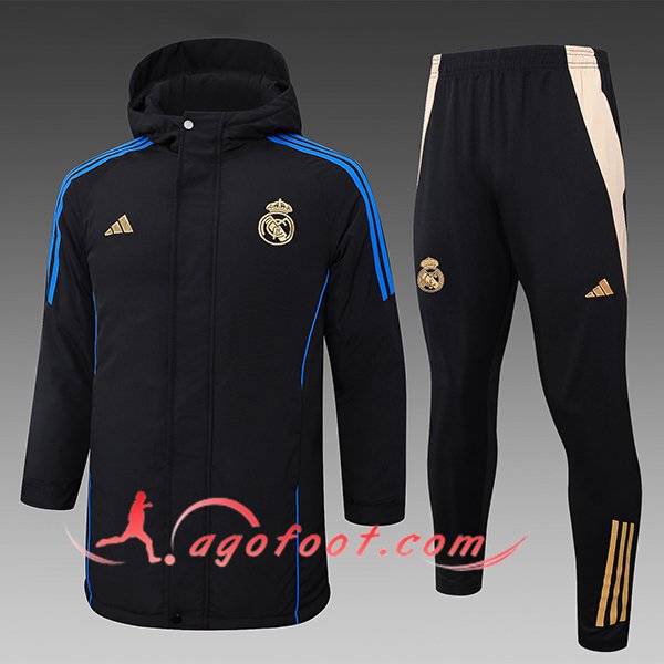 Ensemble Doudoune A Capuche Real Madrid Noir/Bleu/Jaune 2024/2025