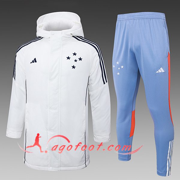 Ensemble Doudoune A Capuche Cruzeiro Blanc/Noir/Bleu/Orange 2024/2025