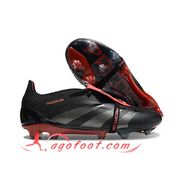 Adidas Chaussures de Foot Predator Elite Tongue FG Noir/Orange