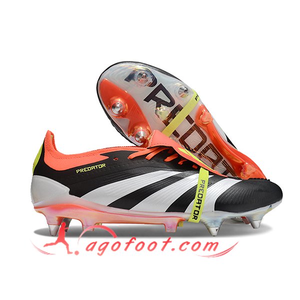Adidas Chaussures de Foot Predator Elite Tongue SG Blanc/Noir/Orange
