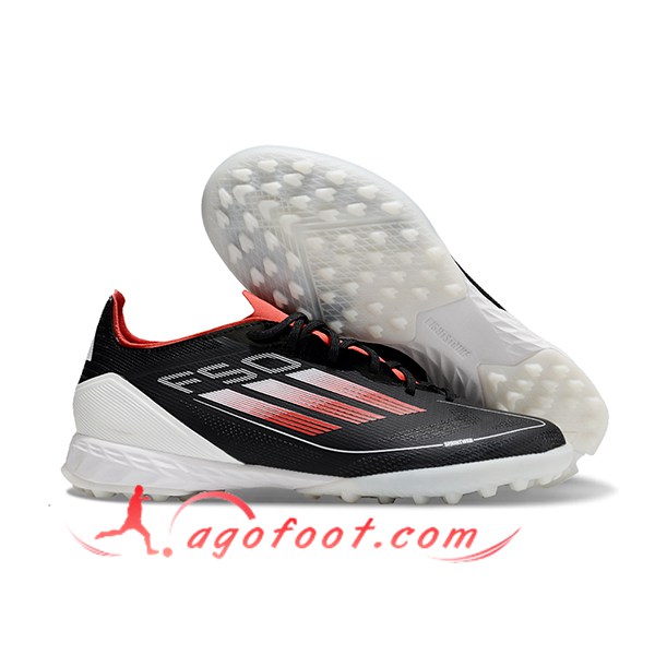Adidas Chaussures de Foot F50 PRO TF Noir/Blanc/Rouge