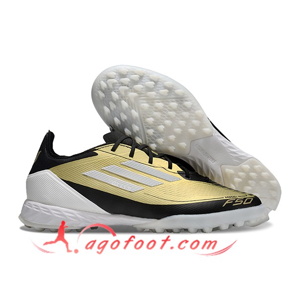 Adidas Chaussures de Foot F50 PRO TF Noir/Jaune/Blanc