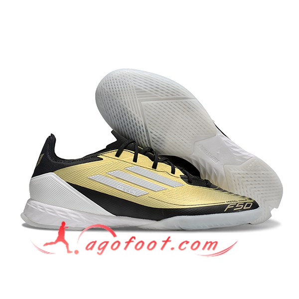 Adidas Chaussures de Foot F50 PRO IC Noir/Jaune/Blanc
