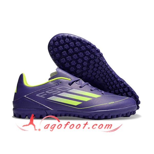 Adidas Chaussures de Foot F50 CLUB TF Pourpre/Vert
