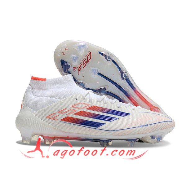 Adidas Chaussures de Foot F50 ELITE MID FG W Blanc/Orange/Pourpre