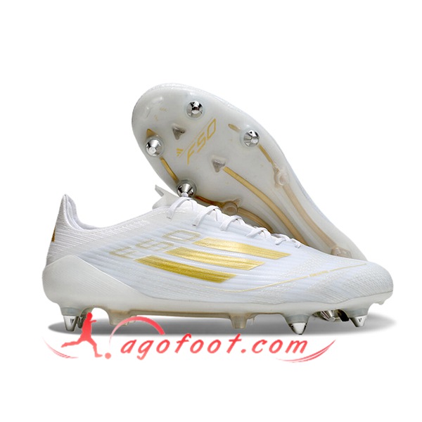 Adidas Chaussures de Foot F50 ELITE SG Blanc/Jaune