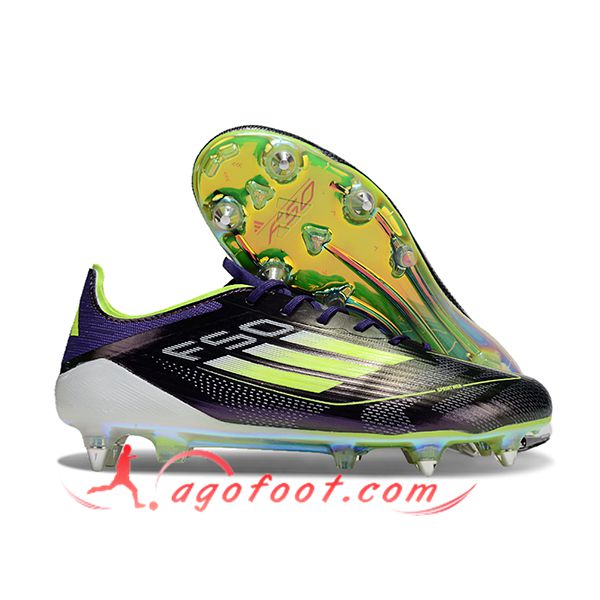 Adidas Chaussures de Foot F50 ELITE SG Noir/Vert/Pourpre