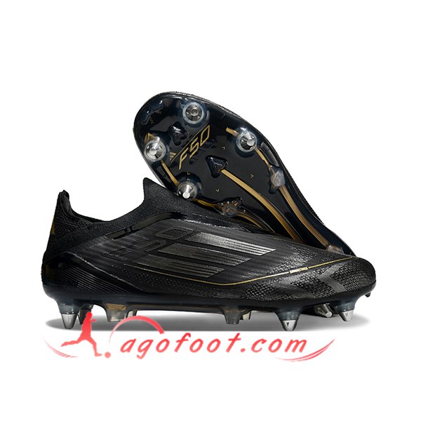 Adidas Chaussures de Foot F50 Elite Laceless SG Noir/Jaune