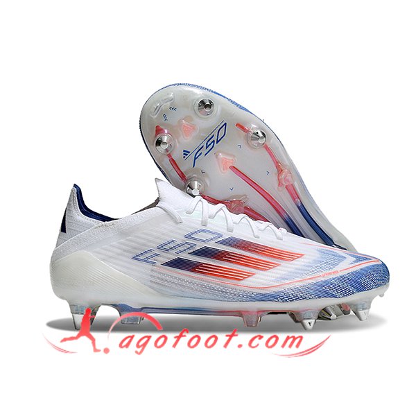 Adidas Chaussures de Foot F50 Elite SG Blanc/Bleu/Orange