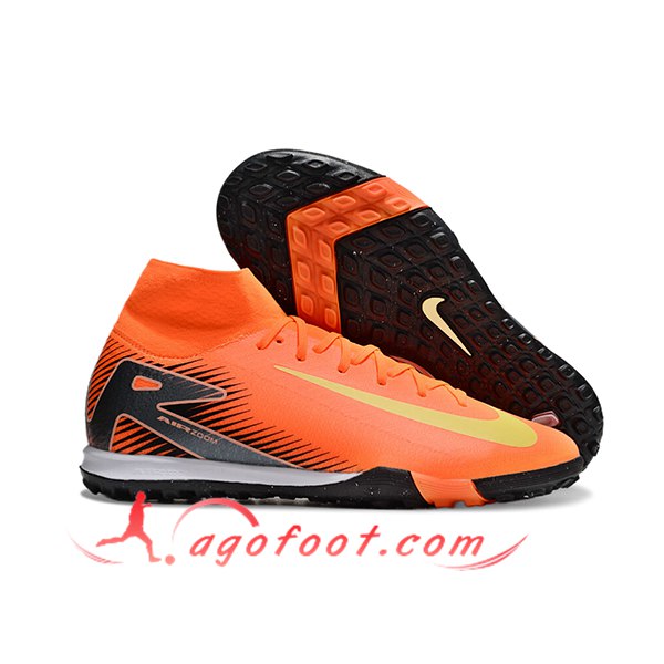 Nike Chaussures de Foot Air Zoom Mercurial Superfly X Elite TF Orange/Noir/Jaune
