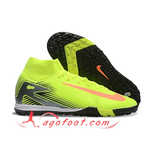 Nike Chaussures de Foot Air Zoom Mercurial Superfly X Elite TF Jaune/Noir/Orange