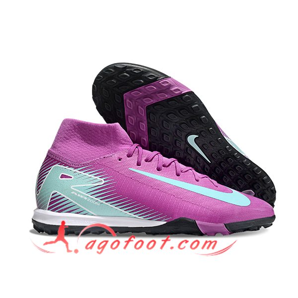 Nike Chaussures de Foot Air Zoom Mercurial Superfly X Elite TF Pourpre/Bleu