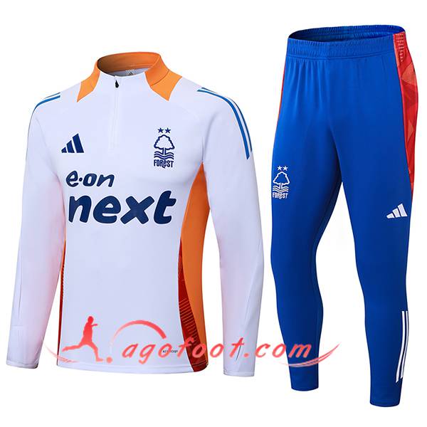 Ensemble Survetement de Foot Nottingham Forest Blanc/Orange/Bleu 2024/2025