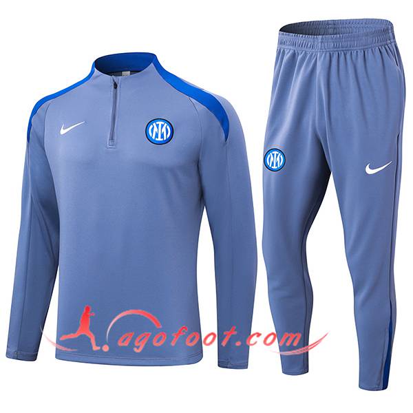 Ensemble Survetement de Foot Inter Milan Gris/Bleu 2024/2025