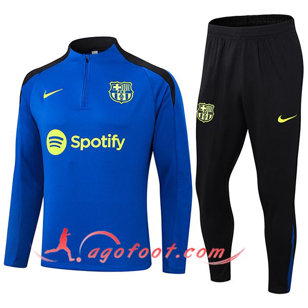 Ensemble Survetement de Foot FC Barcelone Bleu/Noir 2024/2025 -03