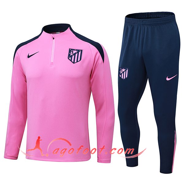 Ensemble Survetement de Foot Atletico Madrid Rose/Bleu 2024/2025