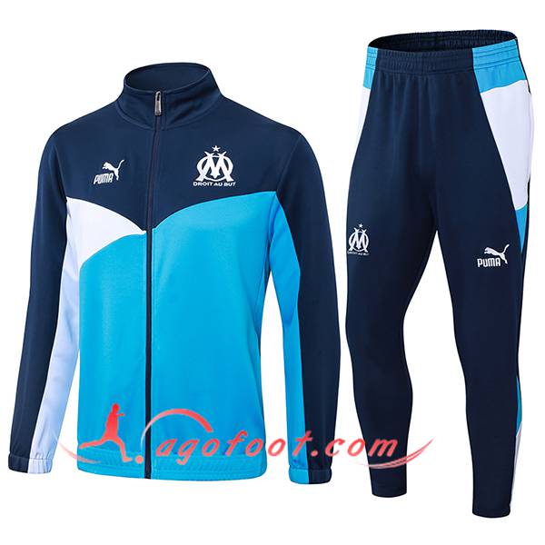 Ensemble Survetement de Foot Veste Foot Marseille Bleu/Blanc 2024/2025 -02