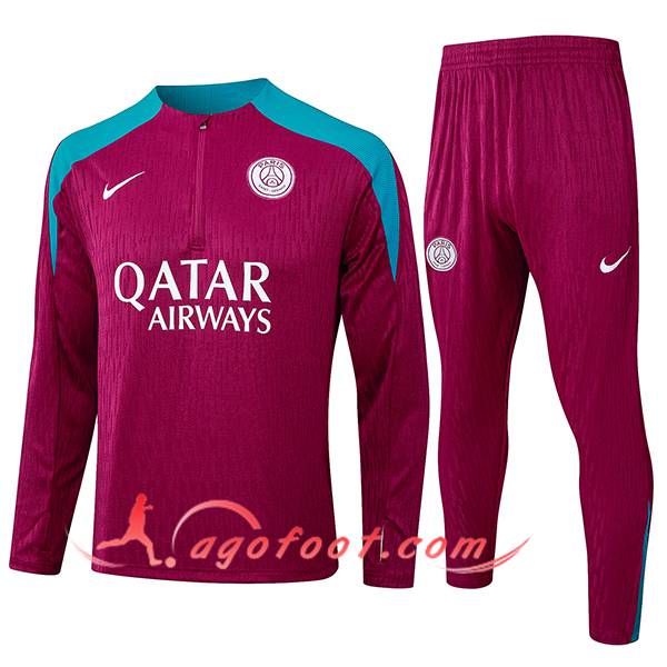 Ensemble Survetement de Foot PSG Pourpre/Bleu 2024/2025 -02