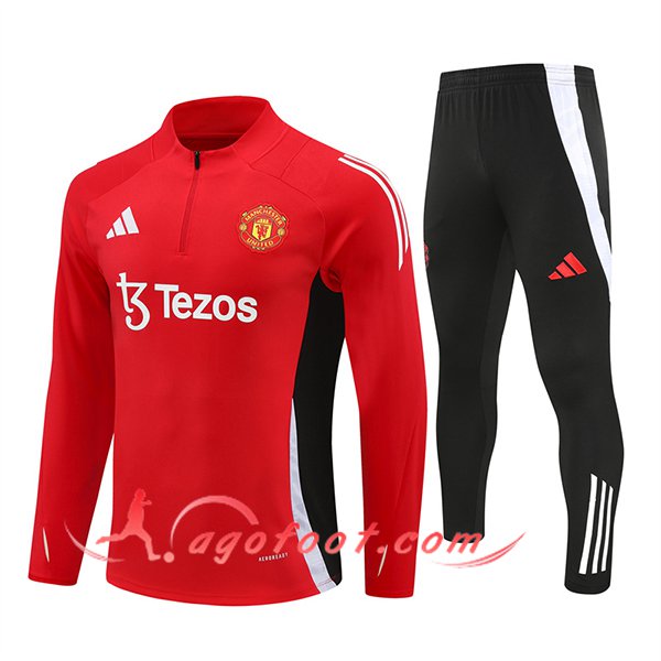 Ensemble Survetement de Foot Manchester United Rouge/Noir/Blanc 2024/2025 -02