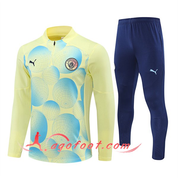 Ensemble Survetement de Foot Manchester City Jaune/Bleu 2024/2025