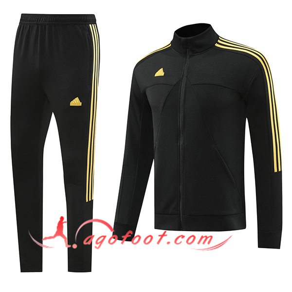 Ensemble Survetement de Foot Veste Foot Adidas Noir/Jaune 2024/2025