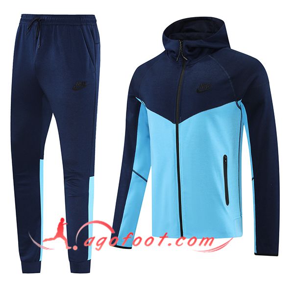 Ensemble Survetement Veste A Capuche Coupe-Vent Adidas Bleu 2024/2025