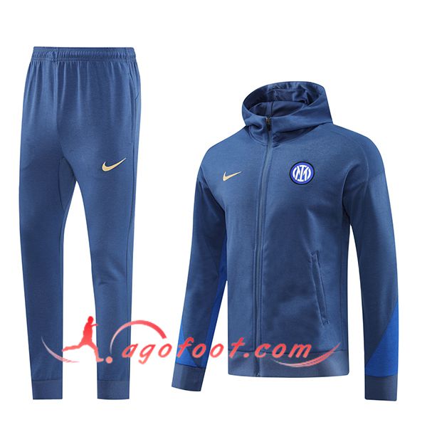 Ensemble Survetement Veste A Capuche Coupe-Vent Inter Milan Bleu 2024/2025
