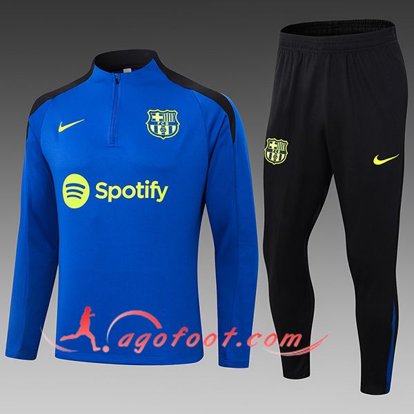 Ensemble Survetement de Foot FC Barcelone Enfant Bleu/Noir 2024/2025 -02